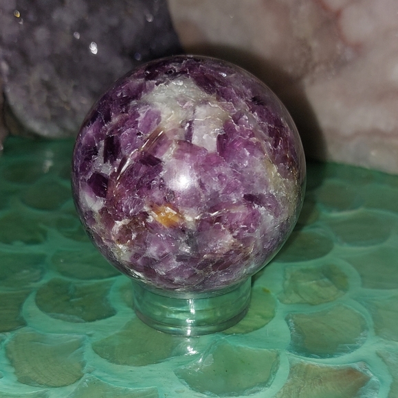 Lepidolite Sphere with Stand - Picture 2 of 6